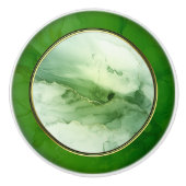 Groen Gouden Abstracte Aangepaste Foto Keramische Knop (Voorkant)