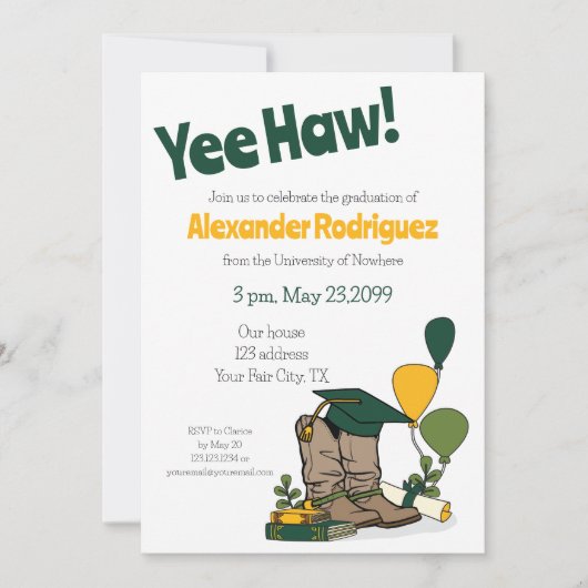 Groen/gouden afdichting Cowboy Boot Arrangement Kaart (Voorkant)