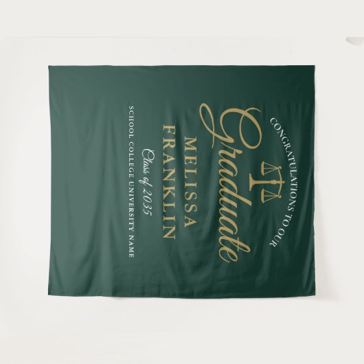 Groen gouden afstudeerfoto-achtergrond voor rechte wandkleed (Voorkant (horizontaal))