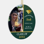 Groen Gouden Afstudeerfoto Klas van 2025 Keramisch Ornament (Rechts)