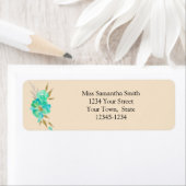 Groen Gouden Aquarel Bloem Bruin Retouradres Etiket (Insitu)