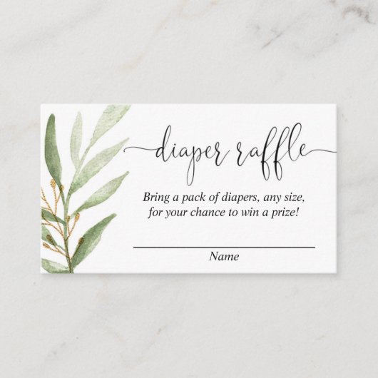 groen gouden baby shower luier verloting kaarten (Voorkant)