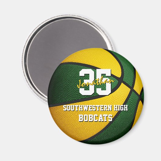 Groen gouden basketbalclubs - kleuren magneet (Voorkant / Achterkant)