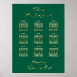 Groen Gouden Beige 9 Tafel Stoelenkaart Poster
