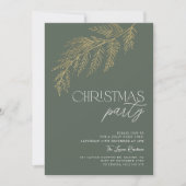 Groen Gouden Blad Modern Kerstfeest Vakantie Kaart (Voorkant)