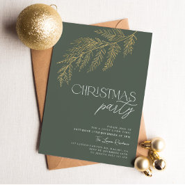 Groen Gouden Blad Modern Kerstfeest Vakantie Kaart