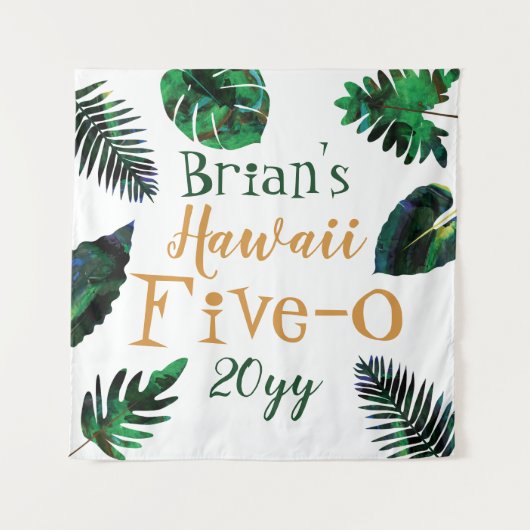 Groen, Gouden bladeren Hawaï 5-0 50ste verjaardag Wandkleed (Voorkant)