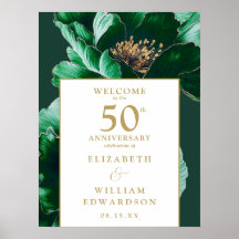 Groen Gouden Bloemen 50ste Verjaardag Welkomstbord