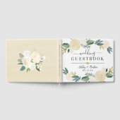 Groen Gouden Bloemige Gebladerte Trouw Monogram Gastenboek (Volledig)