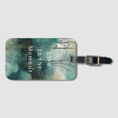 Groen Gouden Bomen met Vogels Kerst Bagagelabel (Voorkant (horizontaal))