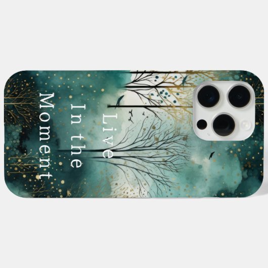 Groen Gouden Bomen met Vogels Kerstmis Case-Mate iPhone Case (Achterkant (horizontaal))