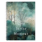 Groen Gouden Bomen met Vogels Kerstmis Notitieboek (Voorkant)