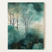 Groen Gouden Bomen met Vogels Kerstmis Planner (Achterkant)