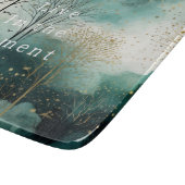 Groen Gouden Bomen met Vogels Kerstmis Snijplank (Hoek)