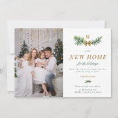 Groen Gouden Boog Bewegend Familie Monogram 2 Foto Feestdagenkaart (Voorkant)