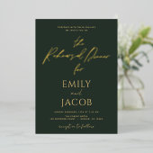 Groen Gouden Bruiloft Moderne Typografie Script Folie Uitnodiging (Staand Voorkant)