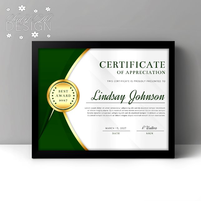 Groen & Gouden Certificaat van Waardering Flyer (Creator heeft geüpload)