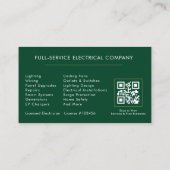 Groen Gouden Elektromonteur QR-code Modern Visitekaartje (Achterkant)