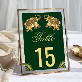 Groen Gouden Etnische Olifanten Indiase Trouwdag Kaart