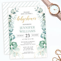 Groen gouden eucalyptus baby shower uitnodiging