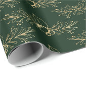 Groen gouden feestpatroon Elegant klassieke feestd Cadeaupapier (Rol Hoek)