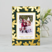 Groen Gouden Folie Foto Vakantie Kaart (Staand Voorkant)