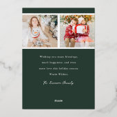 Groen Gouden Folie Foto Vakantie Kaart (Achterkant)