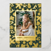 Groen Gouden Folie Vakantie Kaart (Voorkant)