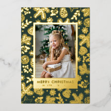 Groen Gouden Folie Vakantie Kaart