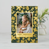 Groen Gouden Folie Vakantie Kaart (Staand Voorkant)