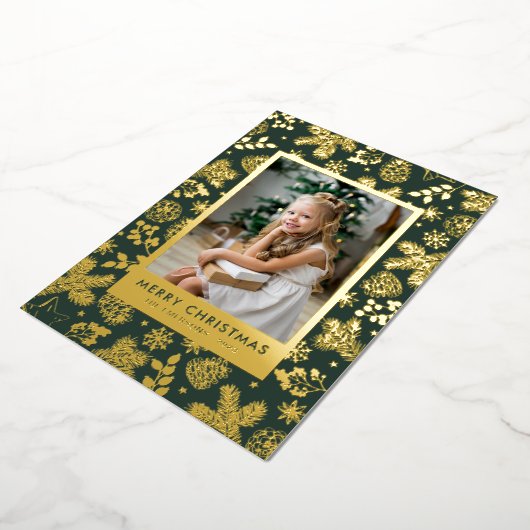 Groen Gouden Folie Vakantie Kaart (Gedraaid)