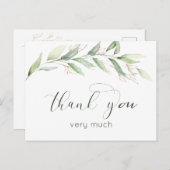 Groen & gouden gebladerte Dank u Briefkaart (Voorkant / Achterkant)