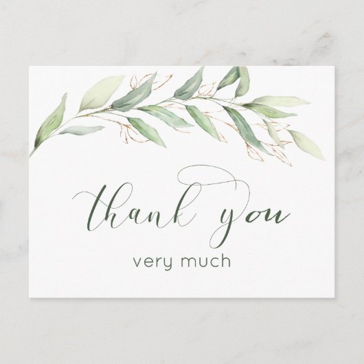 Groen & gouden gebladerte Dank u Briefkaart (Voorkant)
