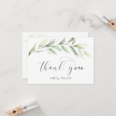 Groen & gouden gebladerte Dank u Kaart (Voorkant / Achterkant in situ)