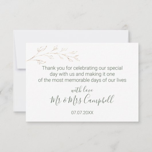 Groen & gouden gebladerte Dank u Kaart (Achterkant)