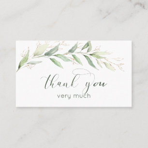 Groen & gouden gebladerte Dank u Visitekaartje