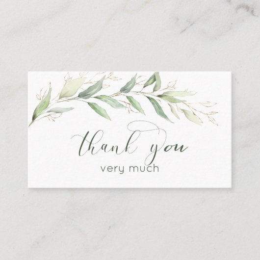 Groen & gouden gebladerte Dank u Visitekaartje (Voorkant)