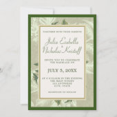  groen gouden gebladerte Lijst bruiloft Kaart (Voorkant)