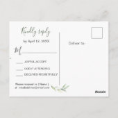 Groen & gouden gebladerte RSVP-Briefkaart Briefkaart (Achterkant)