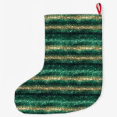 Groen Gouden Glitter Kerstmis Grote Kerstsok (Achterkant)
