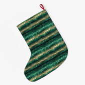 Groen Gouden Glitter Kerstmis Grote Kerstsok (Achterkant (Hangend))
