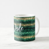 Groen Gouden Glitter Kerstmis Koffiemok (Voorkant rechts)
