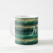 Groen Gouden Glitter Kerstmis Koffiemok (Voorkant links)