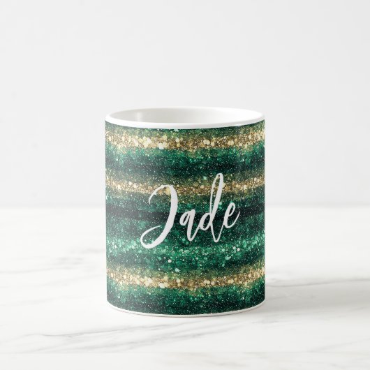 Groen Gouden Glitter Kerstmis Koffiemok (Center)