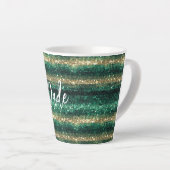 Groen Gouden Glitter Kerstmis Latte Mok (Rechterhoek)