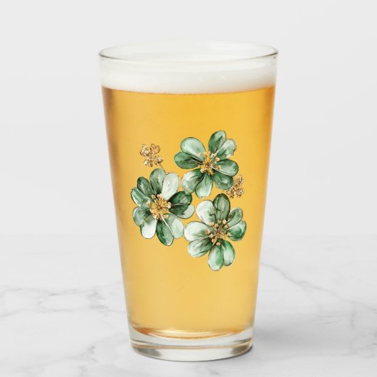 Groen Gouden Glitter Klaver St. Patrick's Dag Glas (Voorkant gevuld)