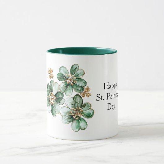 Groen Gouden Glitter Klaver St. Patrick's Dag Mok (Midden)