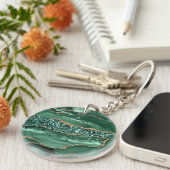 Groen Gouden Glitter Sleutelhanger Gepersonaliseer (Voorkant Rechts)