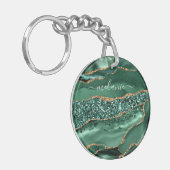 Groen Gouden Glitter Sleutelhanger Gepersonaliseer (Voorkant Links)