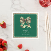 Groen Gouden Glitterde Bow Kerst Papier Servet (Insitu)